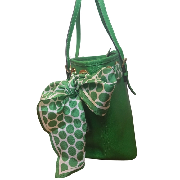 Michael Kors Green Satchel with scarf accent - Picture 6 of 12
